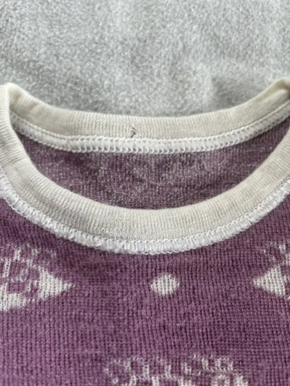 Janus Norwegian Wool Silk Purple Bird Bodysuit Size 50 / 0-3M